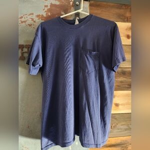 Vintage Single Stitch Men's Navy Blue Pocket T-Shirt